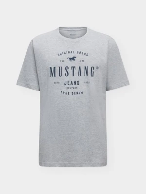 T-shirt z nadrukiem Mustang szary