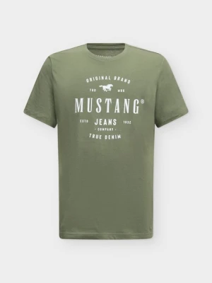 T-shirt z nadrukiem Mustang zielony