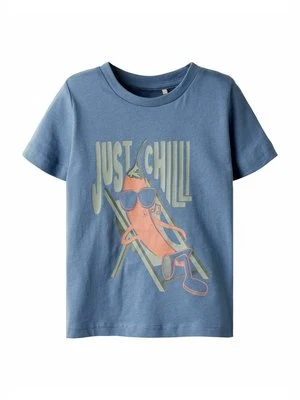 Zdjęcie produktu T-shirt z nadrukiem NAME IT niebieski melanż