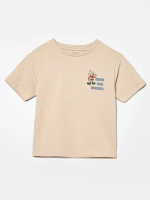 T-shirt z nadrukiem NAME IT beżowy
