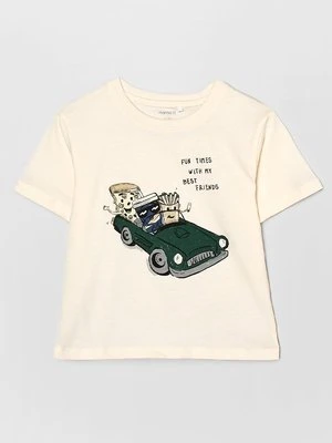 T-shirt z nadrukiem NAME IT mleczny