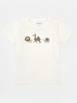 T-shirt z nadrukiem NAME IT mleczny