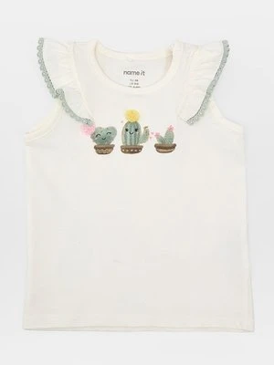 T-shirt z nadrukiem NAME IT mleczny