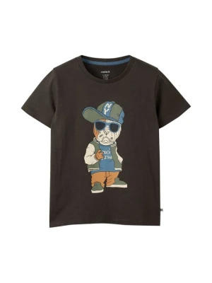 T-shirt z nadrukiem NAME IT brązowy
