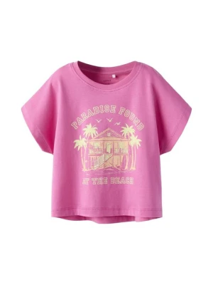T-shirt z nadrukiem NAME IT jagodowy