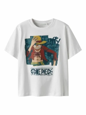 T-shirt z nadrukiem NAME IT mleczny