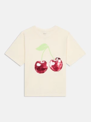 T-shirt z nadrukiem NAME IT mleczny