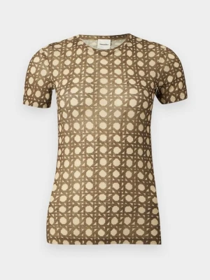 T-shirt z nadrukiem Nanushka brązowy