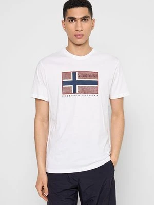 T-shirt z nadrukiem Napapijri biały