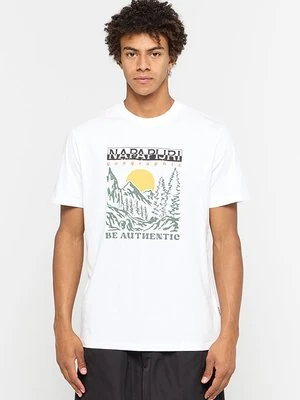 T-shirt z nadrukiem Napapijri biały