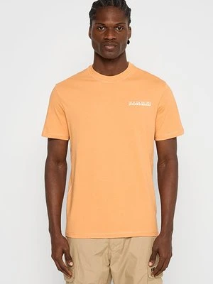 T-shirt z nadrukiem Napapijri pomarańczowy