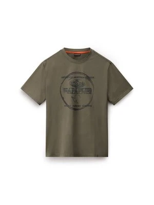 Zdjęcie produktu T-shirt z nadrukiem Napapijri ciemnozielony