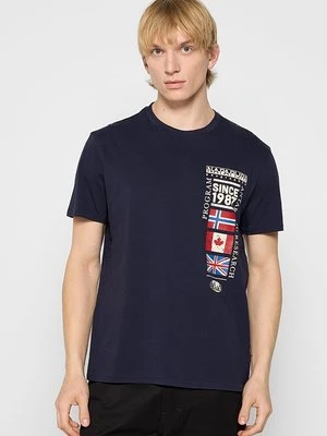 T-shirt z nadrukiem Napapijri granatowy