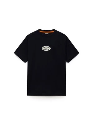 T-shirt z nadrukiem Napapijri czarny