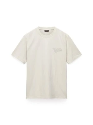 T-shirt z nadrukiem Napapijri beżowy