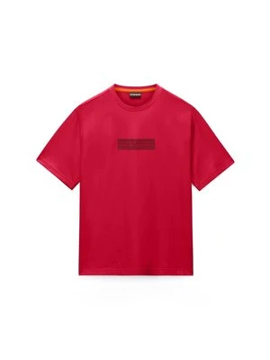 T-shirt z nadrukiem Napapijri czerwony