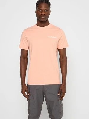 T-shirt z nadrukiem Napapijri łososiowy