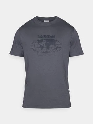 T-shirt z nadrukiem Napapijri szary