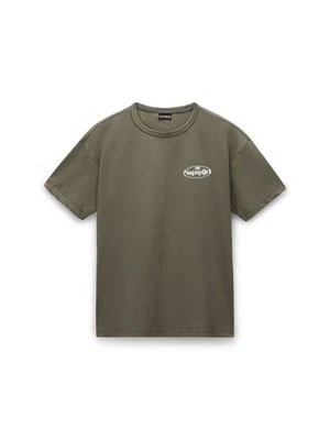 Zdjęcie produktu T-shirt z nadrukiem Napapijri ciemnozielony