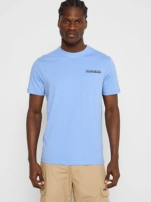 T-shirt z nadrukiem Napapijri niebieski