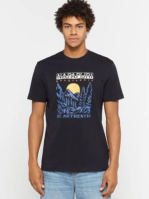 T-shirt z nadrukiem Napapijri czarny