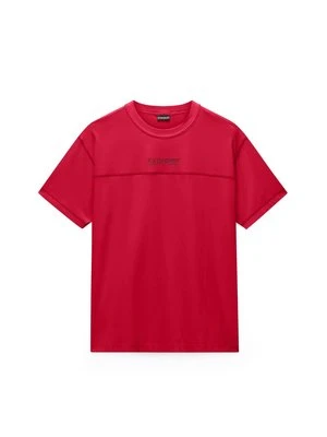 T-shirt z nadrukiem Napapijri czerwony