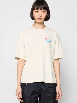 T-shirt z nadrukiem Napapijri beżowy