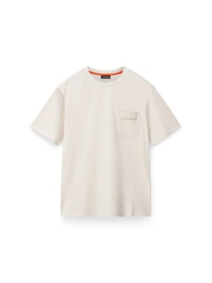 T-shirt z nadrukiem Napapijri beżowy