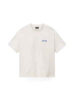 T-shirt z nadrukiem Napapijri biały