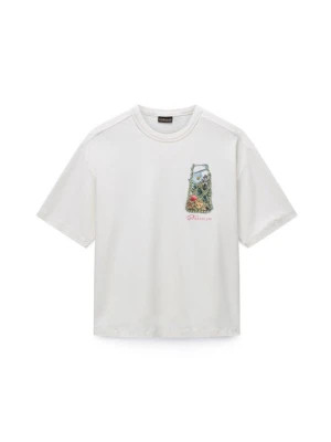 T-shirt z nadrukiem Napapijri biały