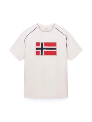 T-shirt z nadrukiem Napapijri biały