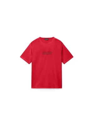 T-shirt z nadrukiem Napapijri bordowy