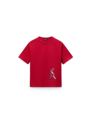 T-shirt z nadrukiem Napapijri bordowy