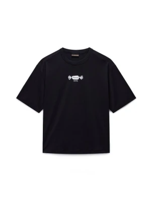 T-shirt z nadrukiem Napapijri czarny