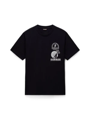 T-shirt z nadrukiem Napapijri czarny
