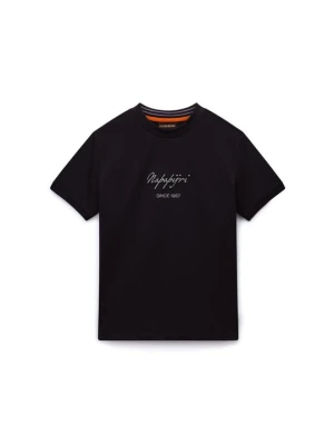 T-shirt z nadrukiem Napapijri czarny