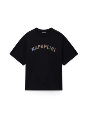T-shirt z nadrukiem Napapijri czarny