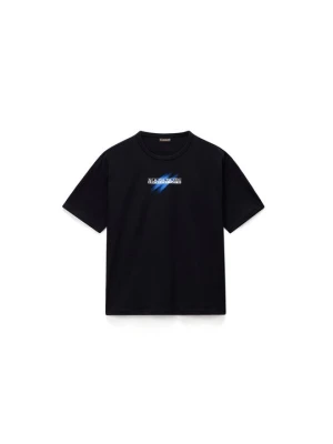 T-shirt z nadrukiem Napapijri czarny