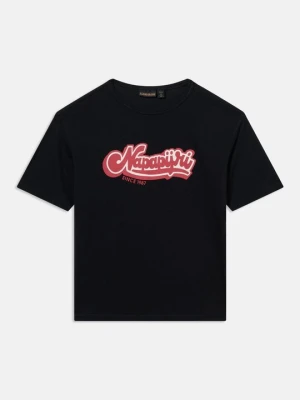 T-shirt z nadrukiem Napapijri czarny