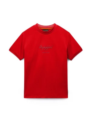 T-shirt z nadrukiem Napapijri czerwony