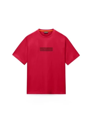 T-shirt z nadrukiem Napapijri czerwony