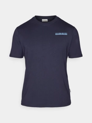 T-shirt z nadrukiem Napapijri granatowy