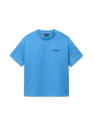 T-shirt z nadrukiem Napapijri granatowy