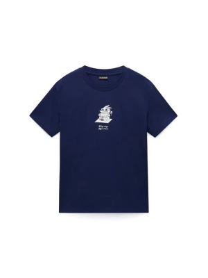 T-shirt z nadrukiem Napapijri granatowy