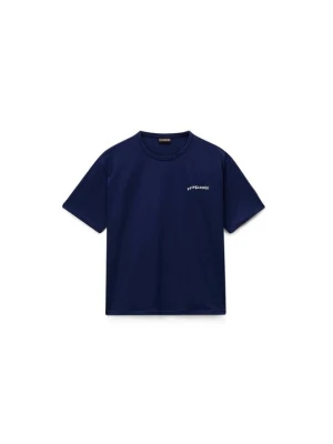 T-shirt z nadrukiem Napapijri granatowy