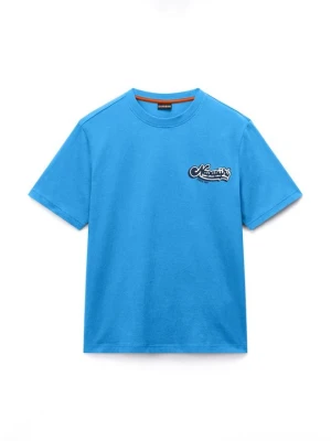 T-shirt z nadrukiem Napapijri granatowy