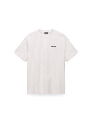 T-shirt z nadrukiem Napapijri mleczny