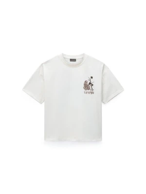 T-shirt z nadrukiem Napapijri mleczny