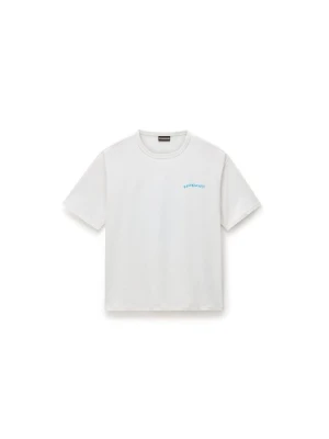 T-shirt z nadrukiem Napapijri mleczny