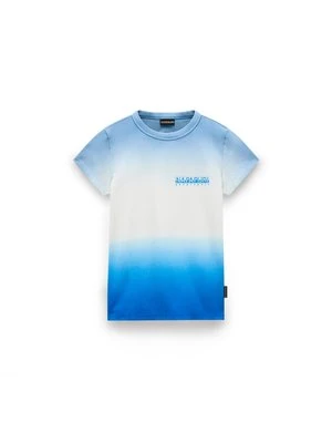 T-shirt z nadrukiem Napapijri niebieski